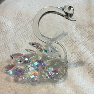 Crystal Swan Figurine with Iridescent Accents